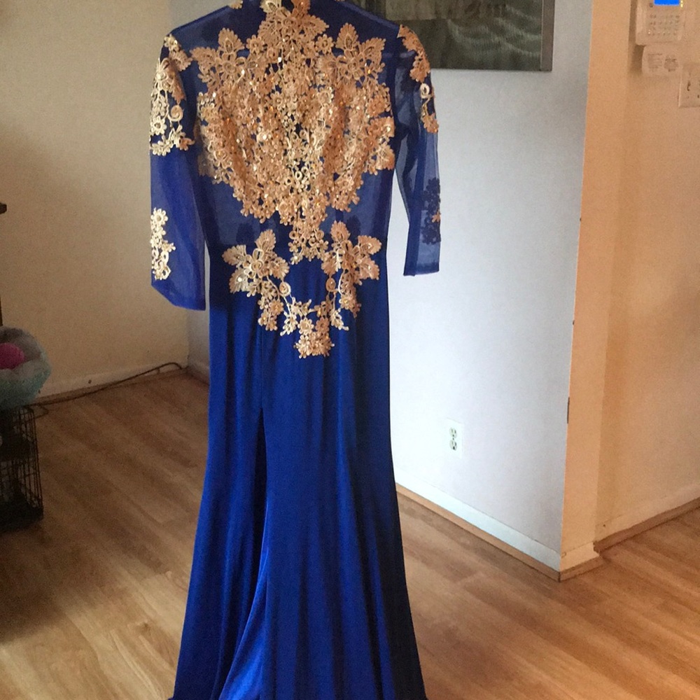 Royal Blue and Gold Formal Gown